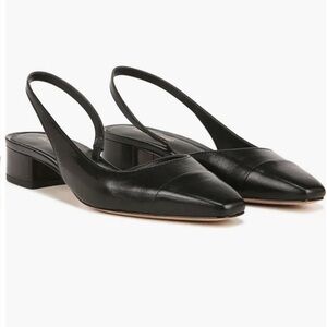 Veronica Beard black leather Cecile Half d'Orsay Slingback Pump size 9